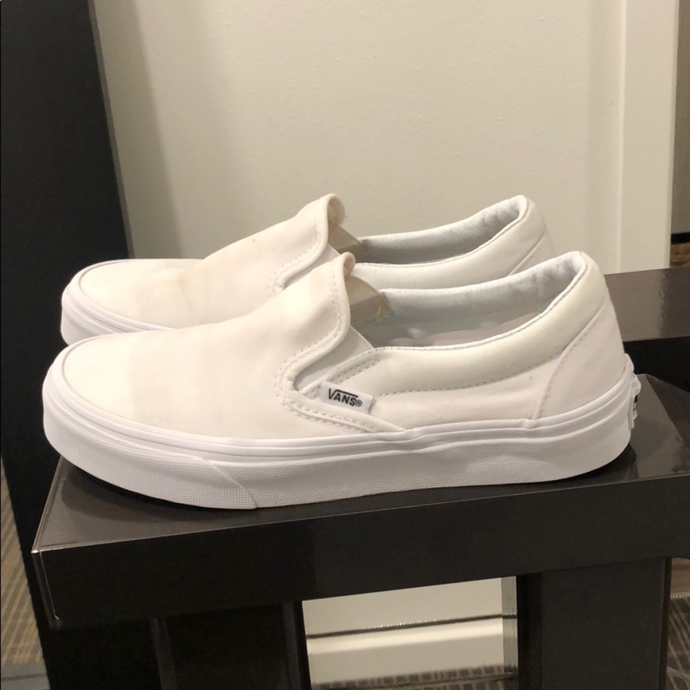 White slip on vans